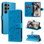 Custodia per cellulare in pelle con motivo gatto e ape in rilievo, For Galaxy S25 Ultra 5G, For Galaxy S24 FE 5G