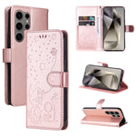 Custodia per cellulare in pelle con motivo gatto e ape in rilievo, For Galaxy S25 Ultra 5G, For Galaxy S24 FE 5G