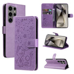 Custodia per cellulare in pelle con motivo gatto e ape in rilievo, For Galaxy S25 Ultra 5G, For Galaxy S24 FE 5G