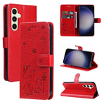 Custodia per cellulare in pelle con motivo gatto e ape in rilievo, For Galaxy S26 5G, For Galaxy S25 FE 5G, For Galaxy S25 / S24 5G, For Galaxy S25+ / S24+ 5G