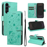 Custodia per cellulare in pelle con motivo gatto e ape in rilievo, For Galaxy S26 5G, For Galaxy S25 FE 5G, For Galaxy S25 / S24 5G, For Galaxy S25+ / S24+ 5G