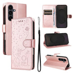 Custodia per cellulare in pelle con motivo gatto e ape in rilievo, For Galaxy S26 5G, For Galaxy S25 FE 5G, For Galaxy S25 / S24 5G, For Galaxy S25+ / S24+ 5G