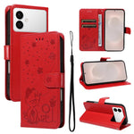 Custodia per cellulare in pelle con motivo gatto e ape in rilievo, For Galaxy S26 FE 5G, For Galaxy S26+ 5G, For Galaxy S26 Edge 5G, For Galaxy S26 Ultra 5G