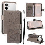 Custodia per cellulare in pelle con motivo gatto e ape in rilievo, For Galaxy S26 FE 5G, For Galaxy S26+ 5G, For Galaxy S26 Edge 5G, For Galaxy S26 Ultra 5G