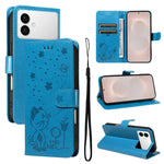 Custodia per cellulare in pelle con motivo gatto e ape in rilievo, For Galaxy S26 FE 5G, For Galaxy S26+ 5G, For Galaxy S26 Edge 5G, For Galaxy S26 Ultra 5G