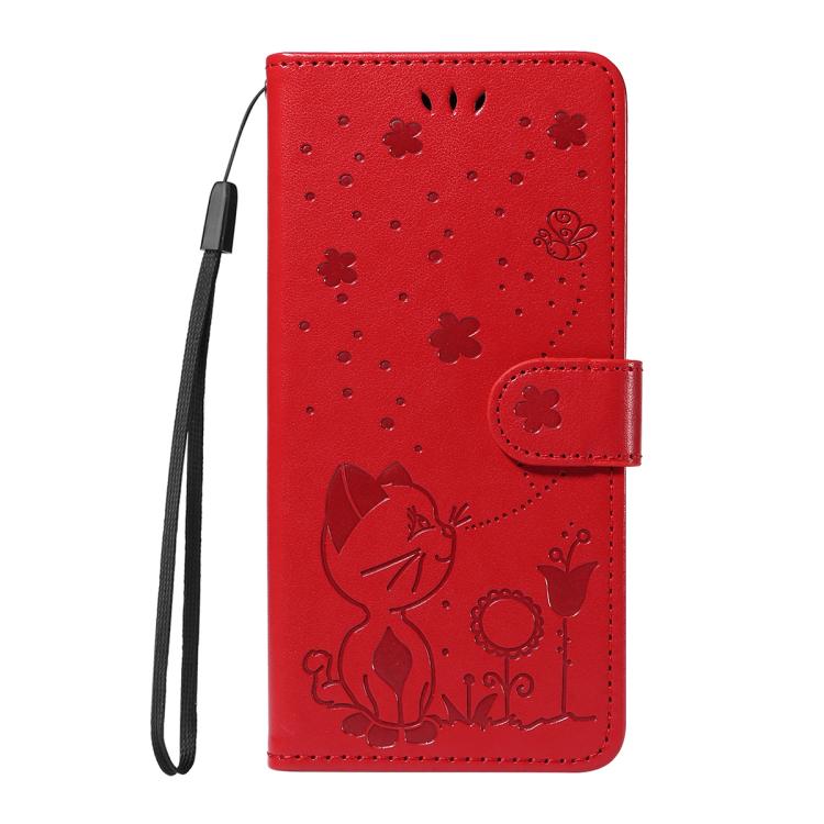 Custodia per cellulare in pelle con motivo gatto e ape in rilievo, For Galaxy S26 5G, For Galaxy S25 FE 5G, For Galaxy S25 / S24 5G, For Galaxy S25+ / S24+ 5G