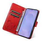 Custodia per cellulare in pelle con motivo gatto e ape in rilievo, For Galaxy S26 5G, For Galaxy S25 FE 5G, For Galaxy S25 / S24 5G, For Galaxy S25+ / S24+ 5G