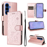 Custodia per cellulare in pelle con motivo gatto e ape in rilievo, For Galaxy S26 5G, For Galaxy S25 FE 5G, For Galaxy S25 / S24 5G, For Galaxy S25+ / S24+ 5G