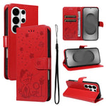 Custodia per cellulare in pelle con motivo gatto e ape in rilievo, For Galaxy S26 FE 5G, For Galaxy S26+ 5G, For Galaxy S26 Edge 5G, For Galaxy S26 Ultra 5G