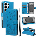 Custodia per cellulare in pelle con motivo gatto e ape in rilievo, For Galaxy S26 FE 5G, For Galaxy S26+ 5G, For Galaxy S26 Edge 5G, For Galaxy S26 Ultra 5G