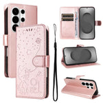 Custodia per cellulare in pelle con motivo gatto e ape in rilievo, For Galaxy S26 FE 5G, For Galaxy S26+ 5G, For Galaxy S26 Edge 5G, For Galaxy S26 Ultra 5G