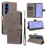 Custodia per cellulare in pelle con motivo gatto e ape in rilievo, For Galaxy S26 FE 5G, For Galaxy S26+ 5G, For Galaxy S26 Edge 5G, For Galaxy S26 Ultra 5G
