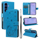 Custodia per cellulare in pelle con motivo gatto e ape in rilievo, For Galaxy S26 FE 5G, For Galaxy S26+ 5G, For Galaxy S26 Edge 5G, For Galaxy S26 Ultra 5G