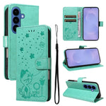 Custodia per cellulare in pelle con motivo gatto e ape in rilievo, For Galaxy S26 FE 5G, For Galaxy S26+ 5G, For Galaxy S26 Edge 5G, For Galaxy S26 Ultra 5G