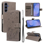 Custodia per cellulare in pelle con motivo gatto e ape in rilievo, For Galaxy S26 FE 5G, For Galaxy S26+ 5G, For Galaxy S26 Edge 5G, For Galaxy S26 Ultra 5G