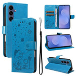 Custodia per cellulare in pelle con motivo gatto e ape in rilievo, For Galaxy S26 FE 5G, For Galaxy S26+ 5G, For Galaxy S26 Edge 5G, For Galaxy S26 Ultra 5G
