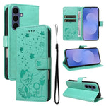 Custodia per cellulare in pelle con motivo gatto e ape in rilievo, For Galaxy S26 FE 5G, For Galaxy S26+ 5G, For Galaxy S26 Edge 5G, For Galaxy S26 Ultra 5G