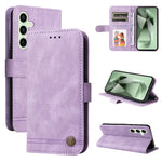 Custodia per telefono in pelle con bottone in metallo e motivo albero della vita Skin Feel, For Samsung Galaxy S25 Ultra 5G, For Samsung Galaxy S24 FE 5G