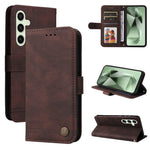 Custodia per telefono in pelle con bottone in metallo e motivo albero della vita Skin Feel, For Samsung Galaxy S25 Ultra 5G, For Samsung Galaxy S24 FE 5G