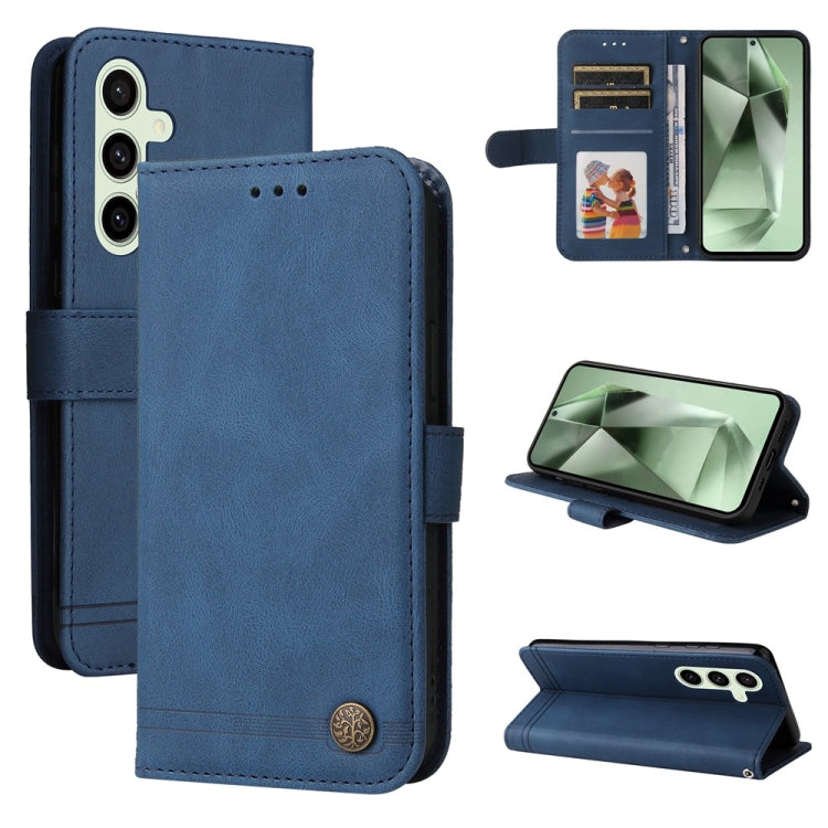 Custodia per telefono in pelle con bottone in metallo e motivo albero della vita Skin Feel, For Samsung Galaxy S25 Ultra 5G, For Samsung Galaxy S24 FE 5G