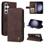 Custodia per telefono in pelle con bottone in metallo e motivo albero della vita Skin Feel, For Samsung Galaxy S26 5G, For Samsung Galaxy S25 Edge 5G, For Samsung Galaxy S25 5G, For Samsung Galaxy S25+ 5G
