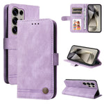 Custodia per telefono in pelle con bottone in metallo e motivo albero della vita Skin Feel, For Samsung Galaxy S25 Ultra 5G, For Samsung Galaxy S24 FE 5G