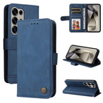 Custodia per telefono in pelle con bottone in metallo e motivo albero della vita Skin Feel, For Samsung Galaxy S25 Ultra 5G, For Samsung Galaxy S24 FE 5G