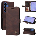 Custodia per telefono in pelle con bottone in metallo e motivo albero della vita Skin Feel, For Samsung Galaxy S26 5G, For Samsung Galaxy S25 Edge 5G, For Samsung Galaxy S25 5G, For Samsung Galaxy S25+ 5G