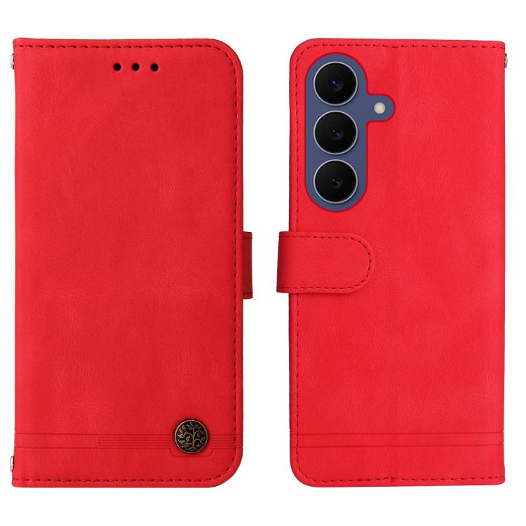 Custodia per telefono in pelle con bottone in metallo e motivo albero della vita Skin Feel, For Galaxy S26 FE 5G, For Samsung Galaxy S26+ 5G, For Samsung Galaxy S26 Edge 5G, For Samsung Galaxy S26 Ultra 5G