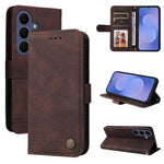 Custodia per telefono in pelle con bottone in metallo e motivo albero della vita Skin Feel, For Galaxy S26 FE 5G, For Samsung Galaxy S26+ 5G, For Samsung Galaxy S26 Edge 5G, For Samsung Galaxy S26 Ultra 5G