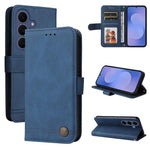 Custodia per telefono in pelle con bottone in metallo e motivo albero della vita Skin Feel, For Galaxy S26 FE 5G, For Samsung Galaxy S26+ 5G, For Samsung Galaxy S26 Edge 5G, For Samsung Galaxy S26 Ultra 5G