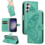 Custodia per telefono in pelle goffrata farfalla a coda di rondine, For Galaxy S26 5G, For Galaxy S25 FE 5G, For Galaxy S25 / S24 5G, For Galaxy S25+ / S24+ 5G
