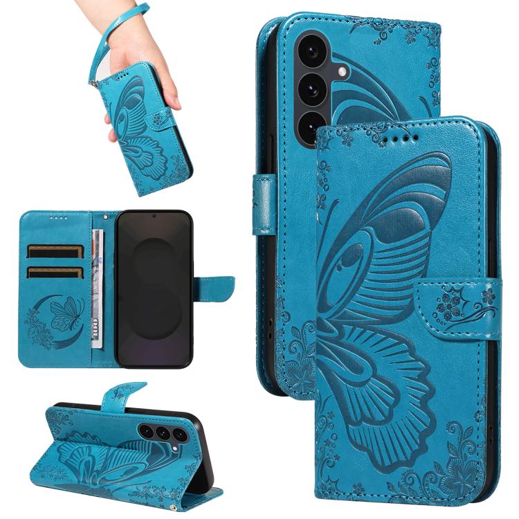 Custodia per telefono in pelle goffrata farfalla a coda di rondine, For Galaxy S26 5G, For Galaxy S25 FE 5G, For Galaxy S25 / S24 5G, For Galaxy S25+ / S24+ 5G