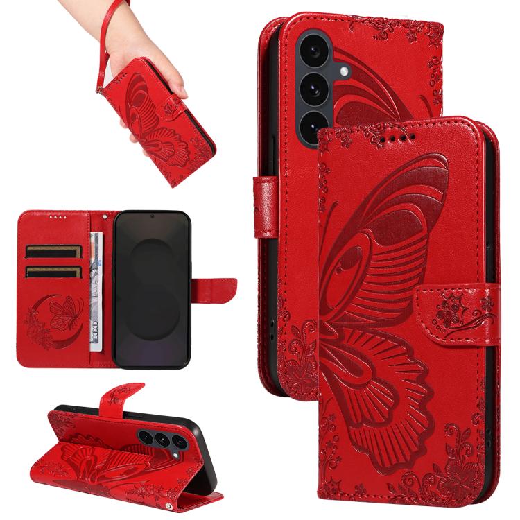 Custodia per telefono in pelle goffrata farfalla a coda di rondine, For Galaxy S26 5G, For Galaxy S25 FE 5G, For Galaxy S25 / S24 5G, For Galaxy S25+ / S24+ 5G