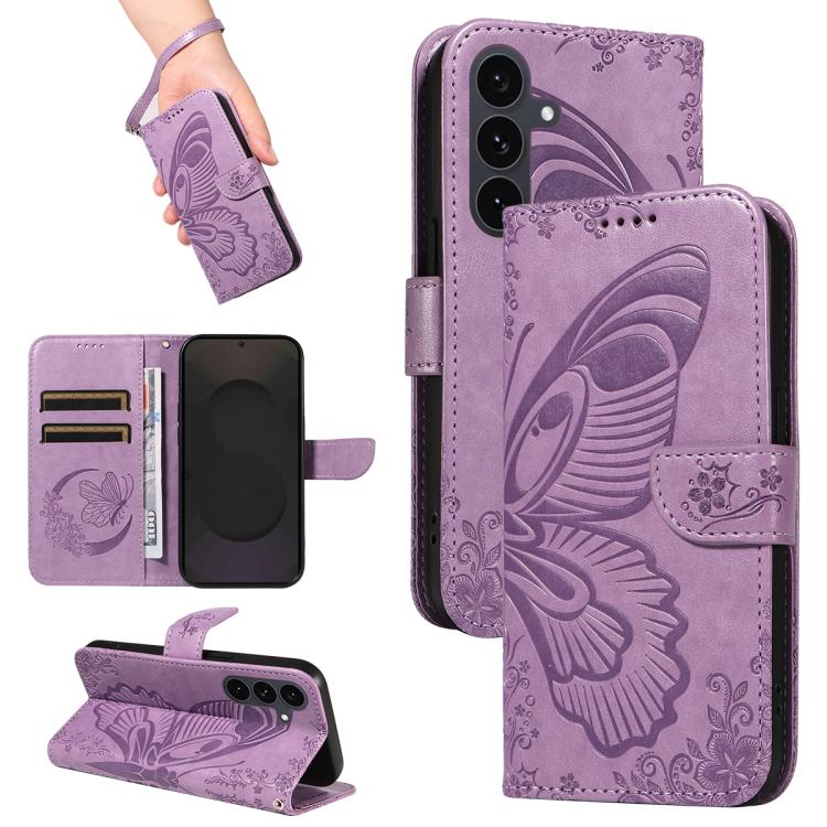 Custodia per telefono in pelle goffrata farfalla a coda di rondine, For Galaxy S26 5G, For Galaxy S25 FE 5G, For Galaxy S25 / S24 5G, For Galaxy S25+ / S24+ 5G