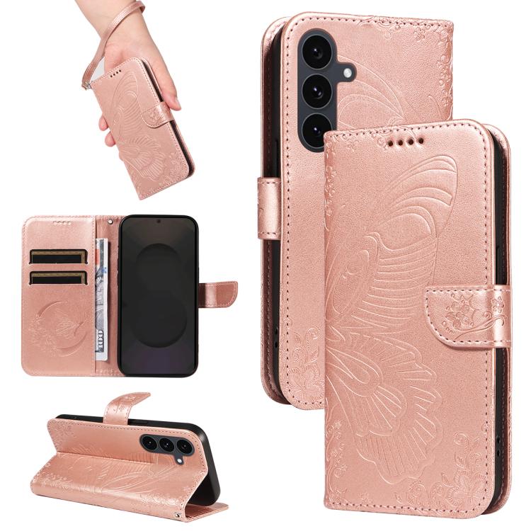 Custodia per telefono in pelle goffrata farfalla a coda di rondine, For Galaxy S26 5G, For Galaxy S25 FE 5G, For Galaxy S25 / S24 5G, For Galaxy S25+ / S24+ 5G
