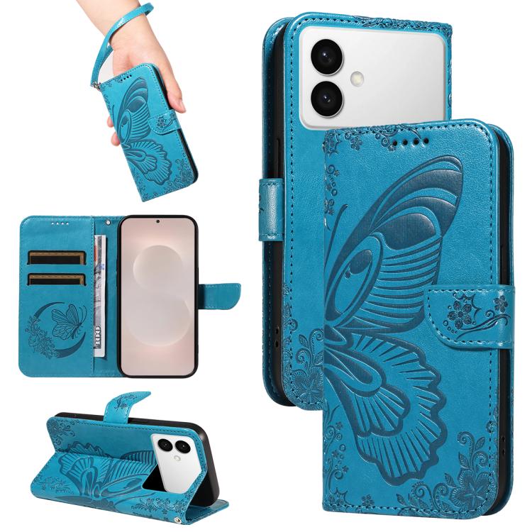 Custodia per telefono in pelle goffrata farfalla a coda di rondine, For Galaxy S26 FE 5G, For Galaxy S26+ 5G, For Galaxy S26 Edge 5G, For Galaxy S26 Ultra 5G