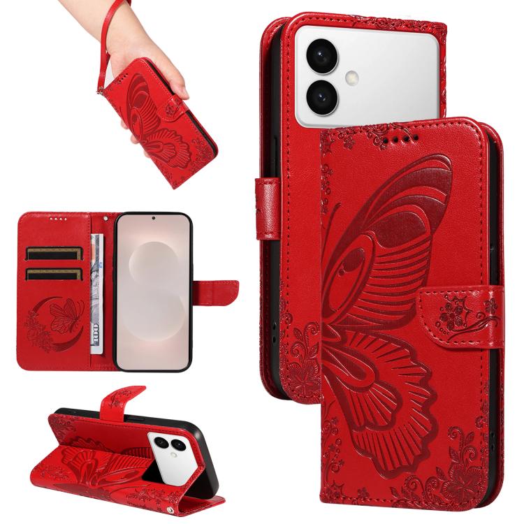 Custodia per telefono in pelle goffrata farfalla a coda di rondine, For Galaxy S26 FE 5G, For Galaxy S26+ 5G, For Galaxy S26 Edge 5G, For Galaxy S26 Ultra 5G
