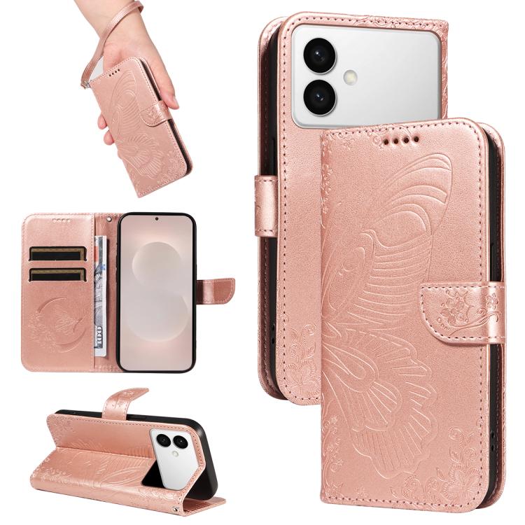 Custodia per telefono in pelle goffrata farfalla a coda di rondine, For Galaxy S26 FE 5G, For Galaxy S26+ 5G, For Galaxy S26 Edge 5G, For Galaxy S26 Ultra 5G