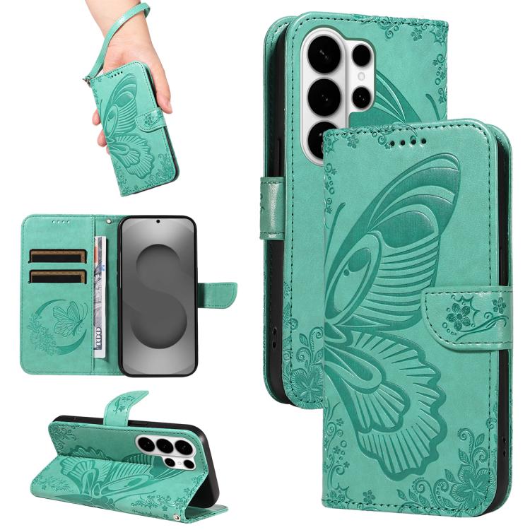 Custodia per telefono in pelle goffrata farfalla a coda di rondine, For Galaxy S26 FE 5G, For Galaxy S26+ 5G, For Galaxy S26 Edge 5G, For Galaxy S26 Ultra 5G