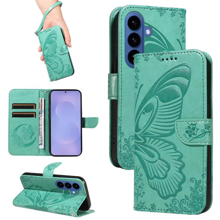 Custodia per telefono in pelle goffrata farfalla a coda di rondine, For Galaxy S26 FE 5G, For Galaxy S26+ 5G, For Galaxy S26 Edge 5G, For Galaxy S26 Ultra 5G