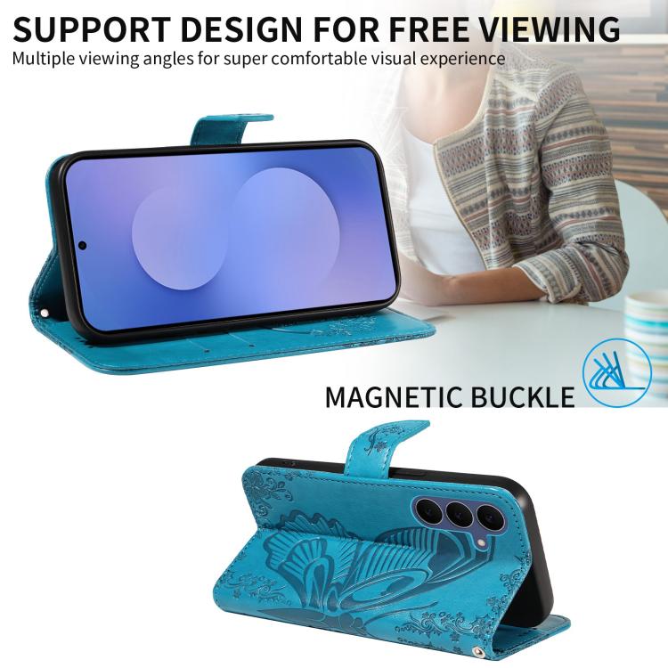 Custodia per telefono in pelle goffrata farfalla a coda di rondine, For Galaxy S26 FE 5G, For Galaxy S26+ 5G, For Galaxy S26 Edge 5G, For Galaxy S26 Ultra 5G