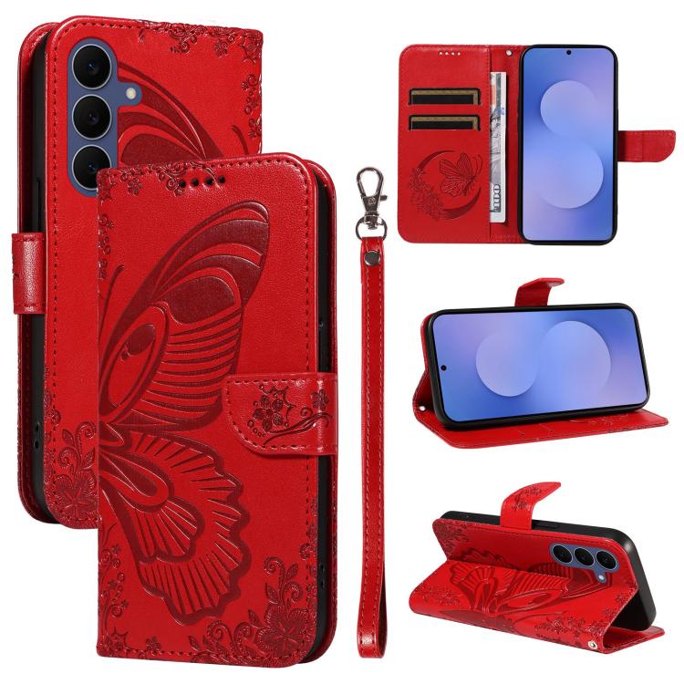 Custodia per telefono in pelle goffrata farfalla a coda di rondine, For Galaxy S26 FE 5G, For Galaxy S26+ 5G, For Galaxy S26 Edge 5G, For Galaxy S26 Ultra 5G