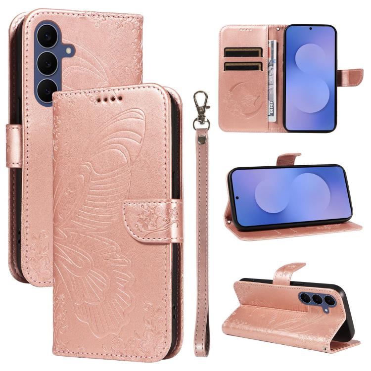 Custodia per telefono in pelle goffrata farfalla a coda di rondine, For Galaxy S26 FE 5G, For Galaxy S26+ 5G, For Galaxy S26 Edge 5G, For Galaxy S26 Ultra 5G