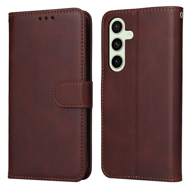 Custodia per telefono con flip in pelle di vitello con texture classica, For Galaxy S25 Ultra 5G, For Galaxy S24 FE 5G