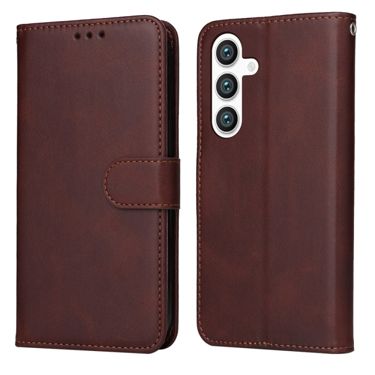 Custodia per telefono con flip in pelle di vitello con texture classica, For Galaxy S26 5G, For Galaxy S25 Edge 5G, For Galaxy S25 5G, For Galaxy S25+ 5G