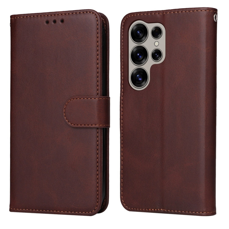 Custodia per telefono con flip in pelle di vitello con texture classica, For Galaxy S25 Ultra 5G, For Galaxy S24 FE 5G