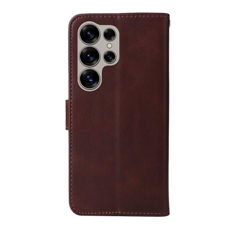 Custodia per telefono con flip in pelle di vitello con texture classica, For Galaxy S25 Ultra 5G, For Galaxy S24 FE 5G