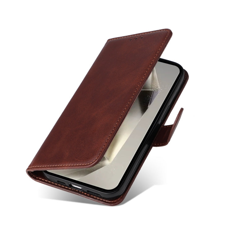 Custodia per telefono con flip in pelle di vitello con texture classica, For Galaxy S25 Ultra 5G, For Galaxy S24 FE 5G