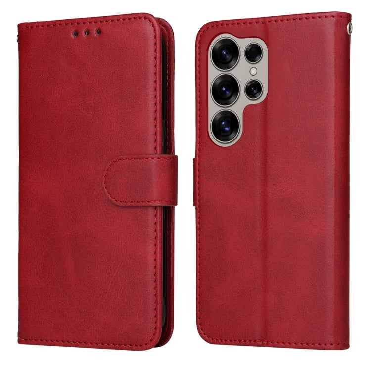 Custodia per telefono con flip in pelle di vitello con texture classica, For Galaxy S25 Ultra 5G, For Galaxy S24 FE 5G